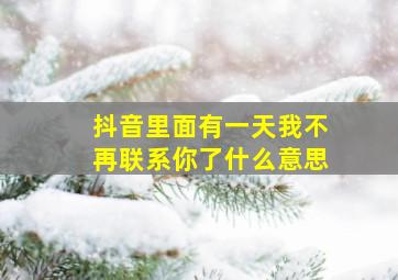 抖音里面有一天我不再联系你了什么意思