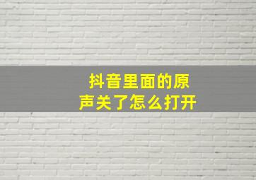 抖音里面的原声关了怎么打开