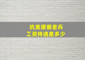 抗美援朝老兵工资待遇是多少