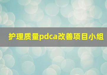 护理质量pdca改善项目小组