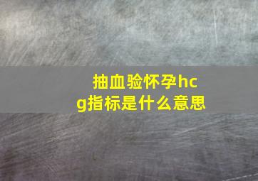 抽血验怀孕hcg指标是什么意思