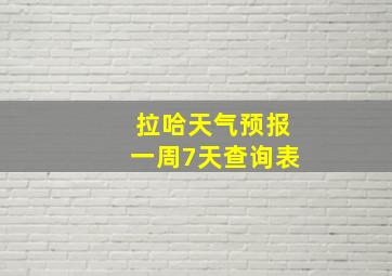 拉哈天气预报一周7天查询表