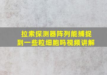 拉索探测器阵列能捕捉到一些粒细胞吗视频讲解