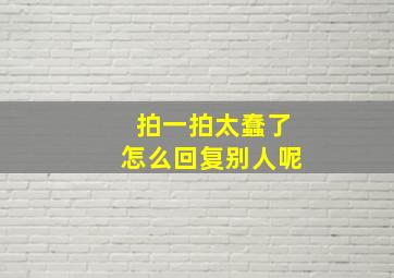 拍一拍太蠢了怎么回复别人呢