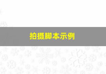 拍摄脚本示例