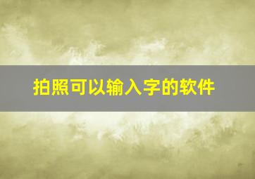 拍照可以输入字的软件