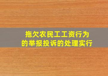 拖欠农民工工资行为的举报投诉的处理实行