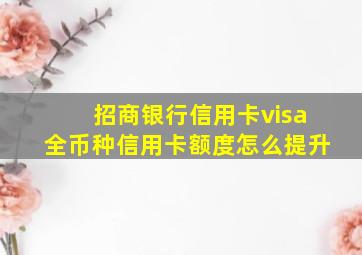 招商银行信用卡visa全币种信用卡额度怎么提升