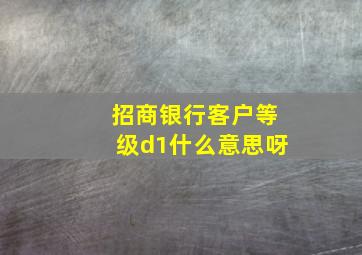 招商银行客户等级d1什么意思呀