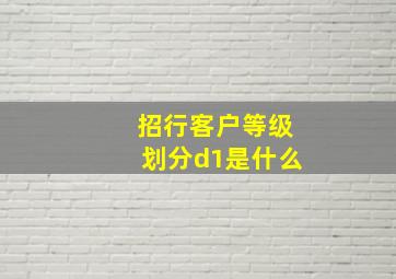 招行客户等级划分d1是什么