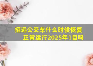 招远公交车什么时候恢复正常运行2025年1目吗