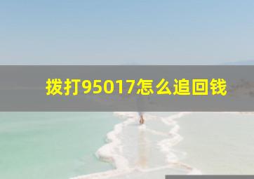 拨打95017怎么追回钱