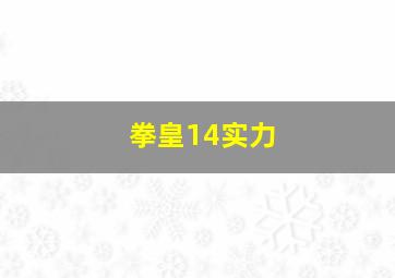 拳皇14实力