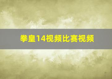 拳皇14视频比赛视频