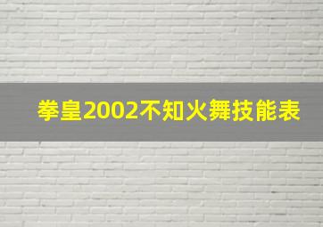 拳皇2002不知火舞技能表