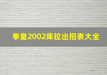 拳皇2002库拉出招表大全