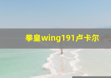 拳皇wing191卢卡尔