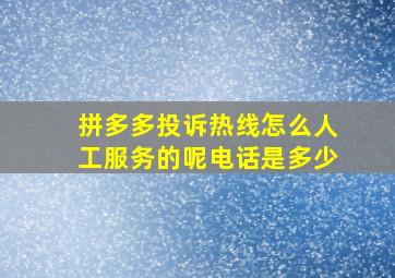 拼多多投诉热线怎么人工服务的呢电话是多少