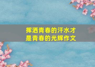 挥洒青春的汗水才是青春的光辉作文