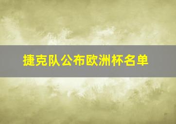 捷克队公布欧洲杯名单