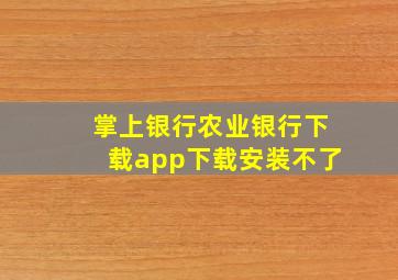 掌上银行农业银行下载app下载安装不了