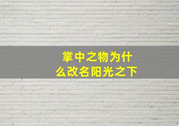 掌中之物为什么改名阳光之下