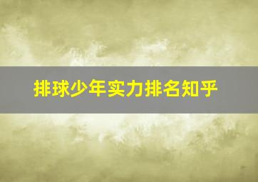 排球少年实力排名知乎