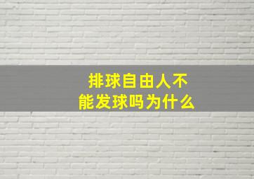 排球自由人不能发球吗为什么