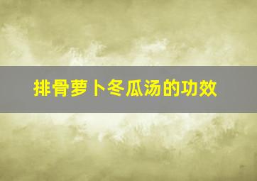 排骨萝卜冬瓜汤的功效