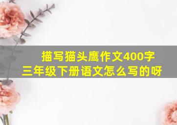 描写猫头鹰作文400字三年级下册语文怎么写的呀