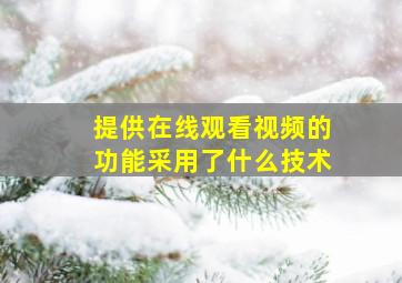 提供在线观看视频的功能采用了什么技术