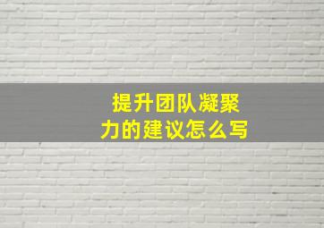 提升团队凝聚力的建议怎么写