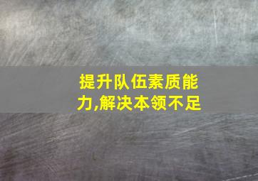 提升队伍素质能力,解决本领不足