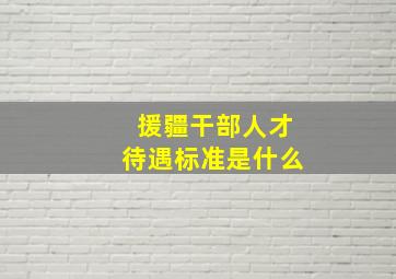 援疆干部人才待遇标准是什么