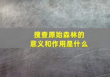 搜查原始森林的意义和作用是什么