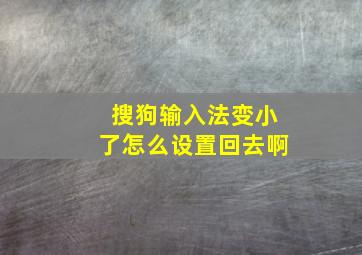 搜狗输入法变小了怎么设置回去啊