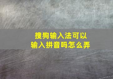 搜狗输入法可以输入拼音吗怎么弄