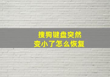 搜狗键盘突然变小了怎么恢复