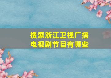 搜索浙江卫视广播电视剧节目有哪些