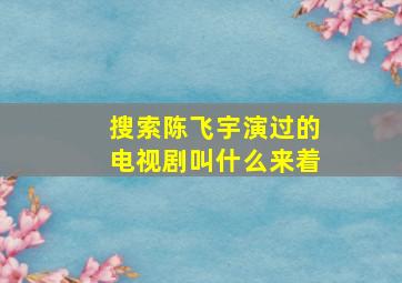 搜索陈飞宇演过的电视剧叫什么来着