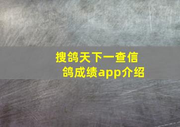 搜鸽天下一查信鸽成绩app介绍