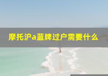 摩托沪a蓝牌过户需要什么