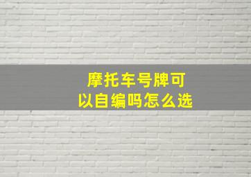 摩托车号牌可以自编吗怎么选