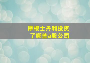 摩根士丹利投资了哪些a股公司