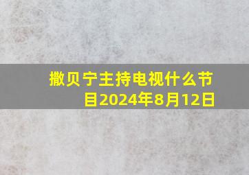 撒贝宁主持电视什么节目2024年8月12日