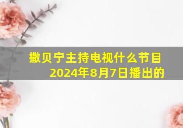 撒贝宁主持电视什么节目2024年8月7日播出的