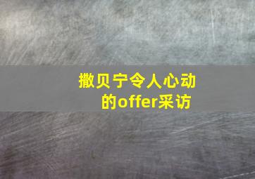 撒贝宁令人心动的offer采访