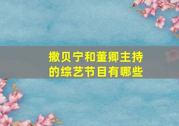 撒贝宁和董卿主持的综艺节目有哪些