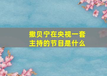 撒贝宁在央视一套主持的节目是什么