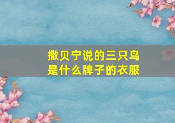 撒贝宁说的三只鸟是什么牌子的衣服